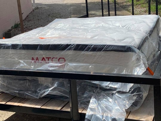 The mattress set includes: Mattress king size, Box spring king size and bed frame for king foundation.
